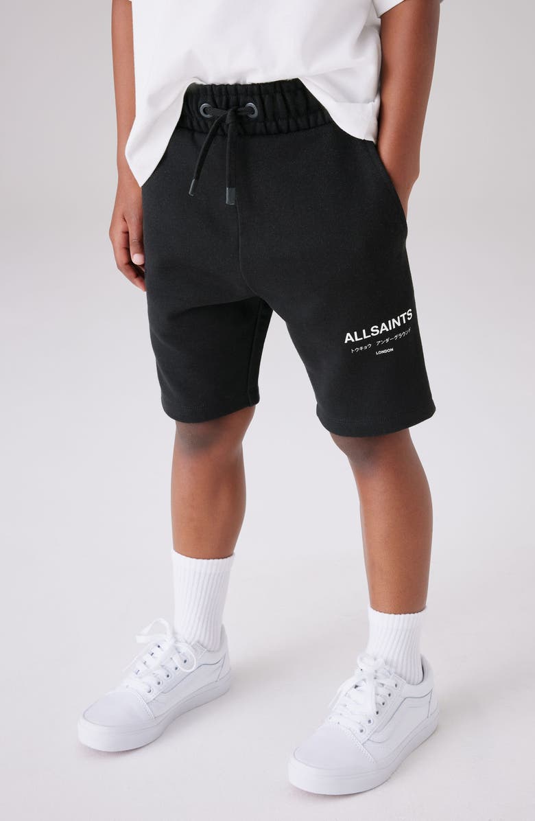 smALLSAINTS by ALLSAINTS Kids' Underground Logo Graphic Sweat Shorts, Alternate, color, Black