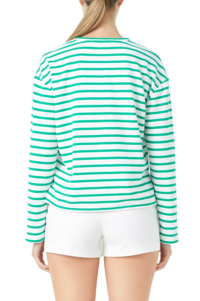 Lueur Stripe Long Sleeve Knit Top, Alternate, color, WHITE/ GREEN