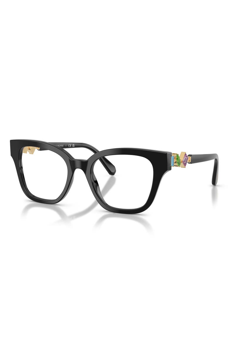Swarovski 50mm Small Square Optical Glasses, Alternate, color, Black / Demo Lens