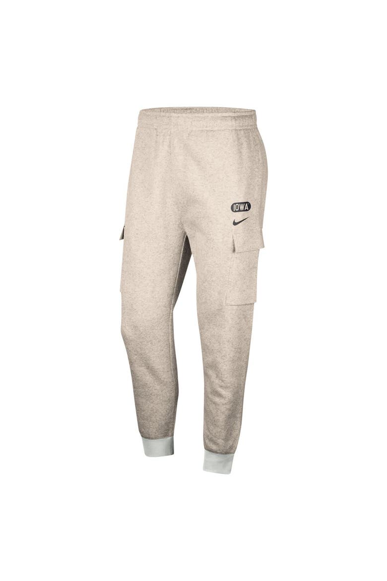 Men's Nike Oatmeal Iowa Hawkeyes Club Cargo Jogger Pants, Alternate, color, Heather Gray
