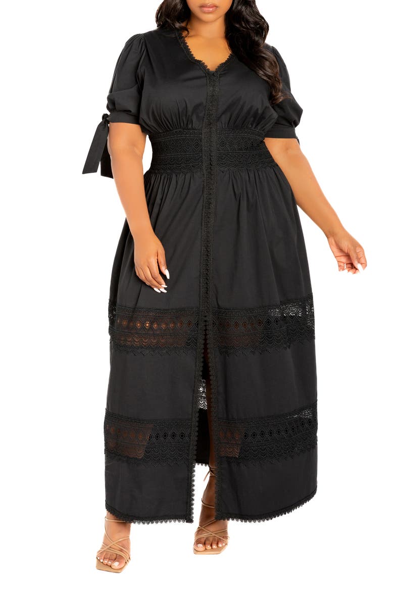 plus size lace maxi dress Women's Sage Green Strappy 70% Cotton Black Lace Maxi Dress Plus
