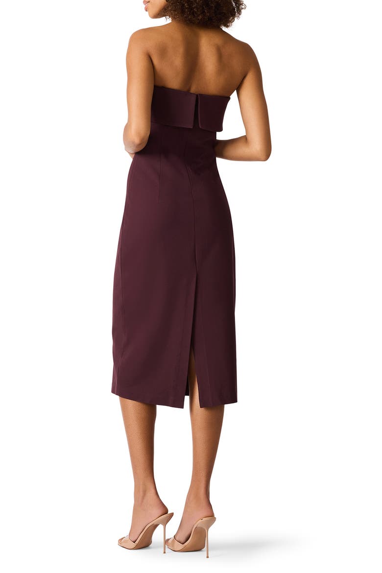 Roslynn Strapless Midi Dress, Alternate, color, CHOCOLATE