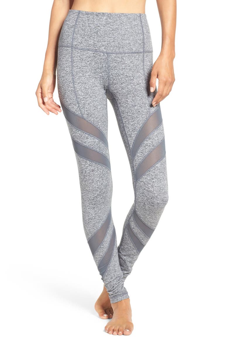 'Splice it Up' High Waist Leggings, Main, color, GREY GRAPHITE MELANGE