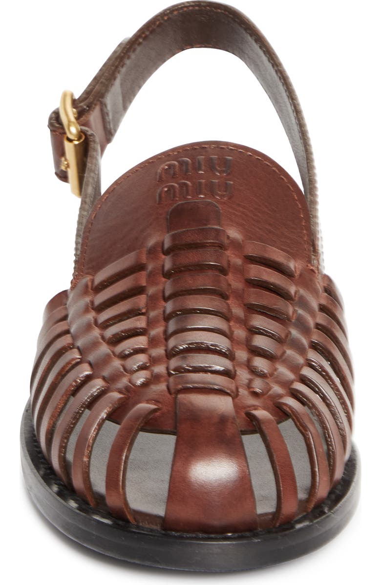 Miu Miu Slingback Huarache Sandal, Alternate, color, Brown
