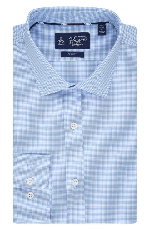 Gingham Print Slim Fit Dress Shirt