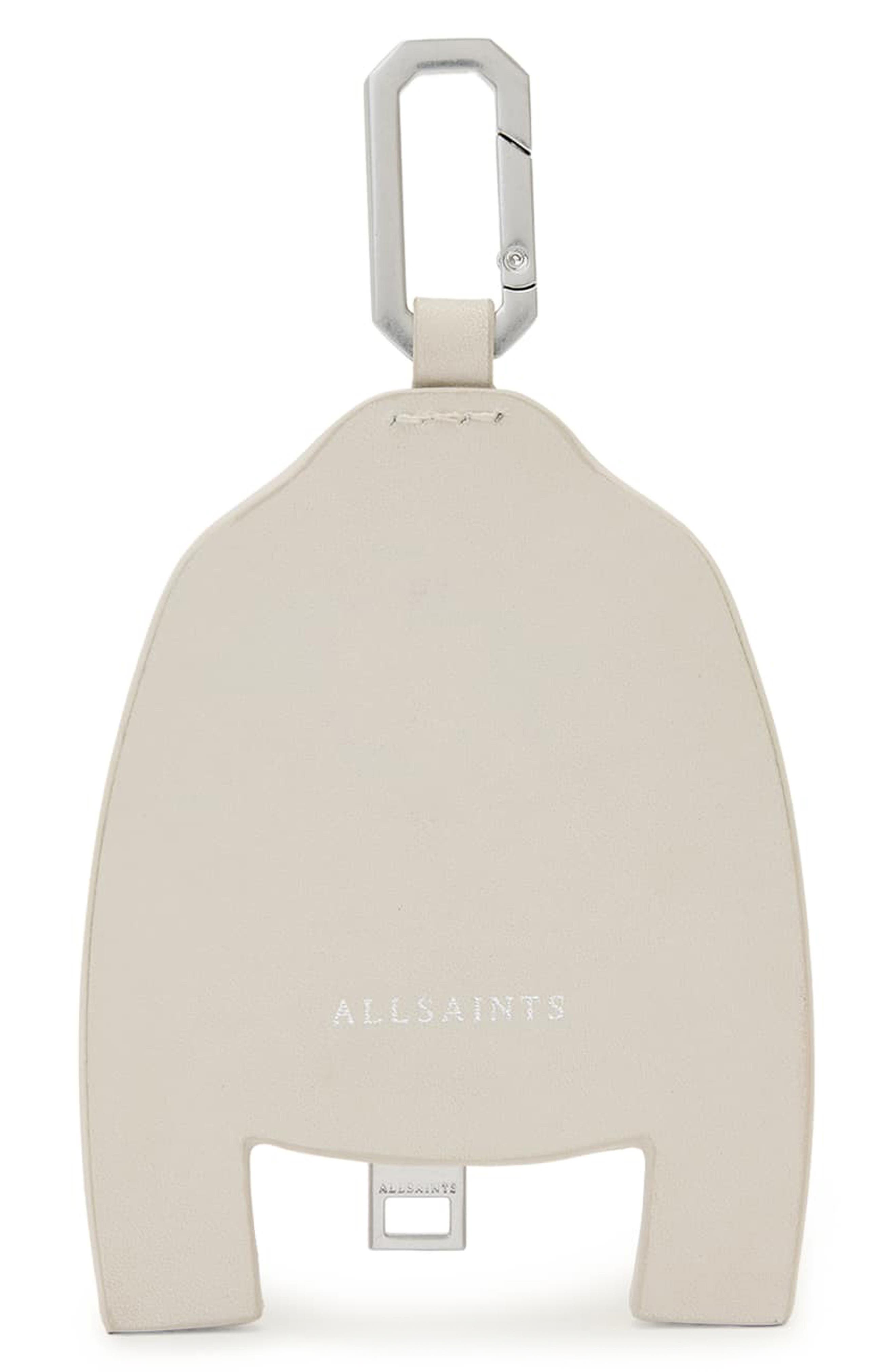 Dalby Leather Jacket Keyring, Alternate, color, IVORY WHITE/ SILVER