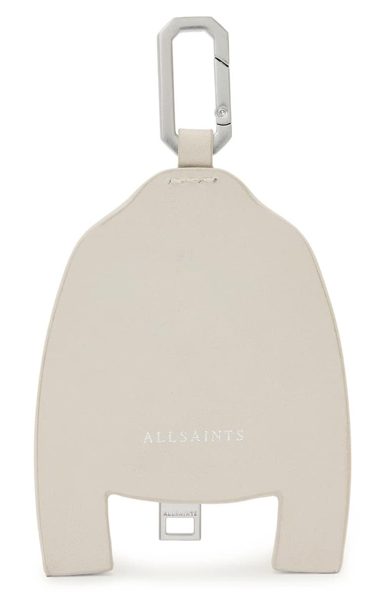 AllSaints Dalby Leather Jacket Keyring, Alternate, color, Ivory White/ Silver