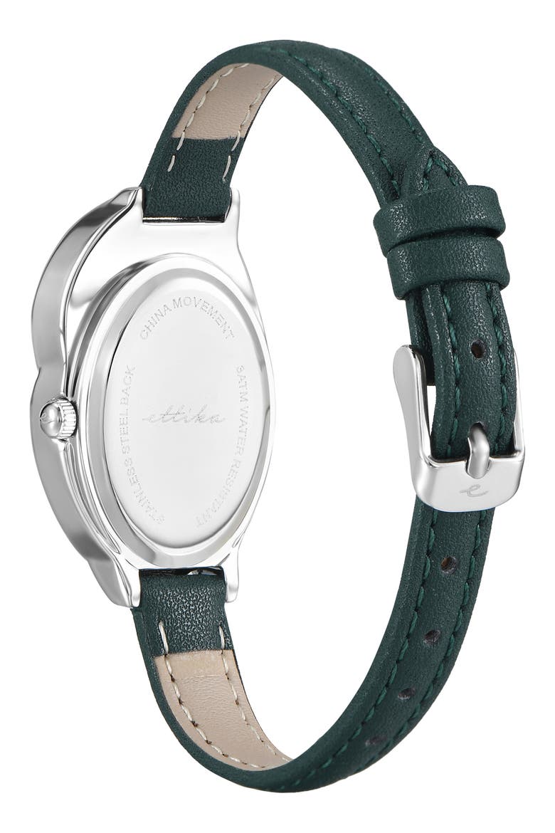 Bubble Dome Leather Strap Watch, Alternate, color, EMERALD
