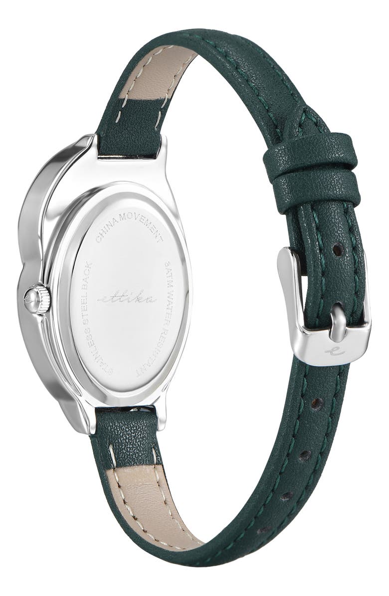 Ettika Bubble Dome Leather Strap Watch, Alternate, color, Emerald