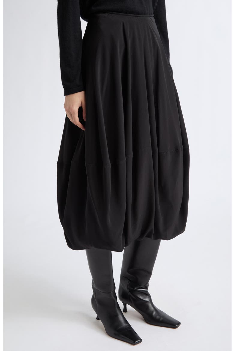 Silk Crêpe de Chine Balloon Skirt, Alternate, color, BLACK
