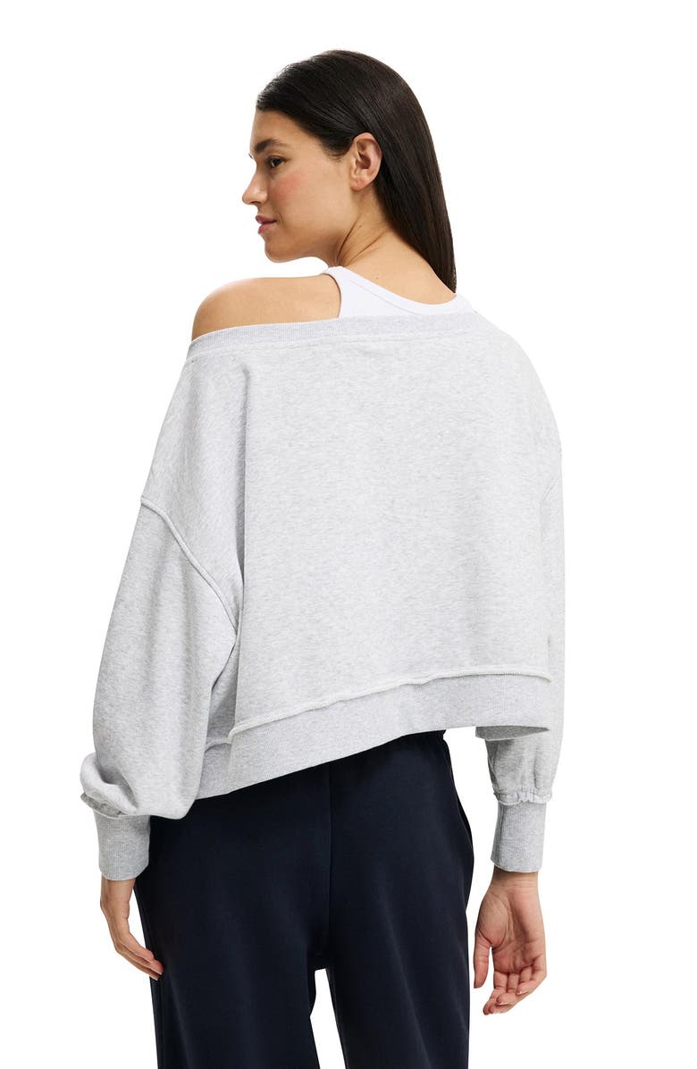 Cotton On Women's Off Shoulder Sweatshirt, Alternate, color, Soft Grey Marle