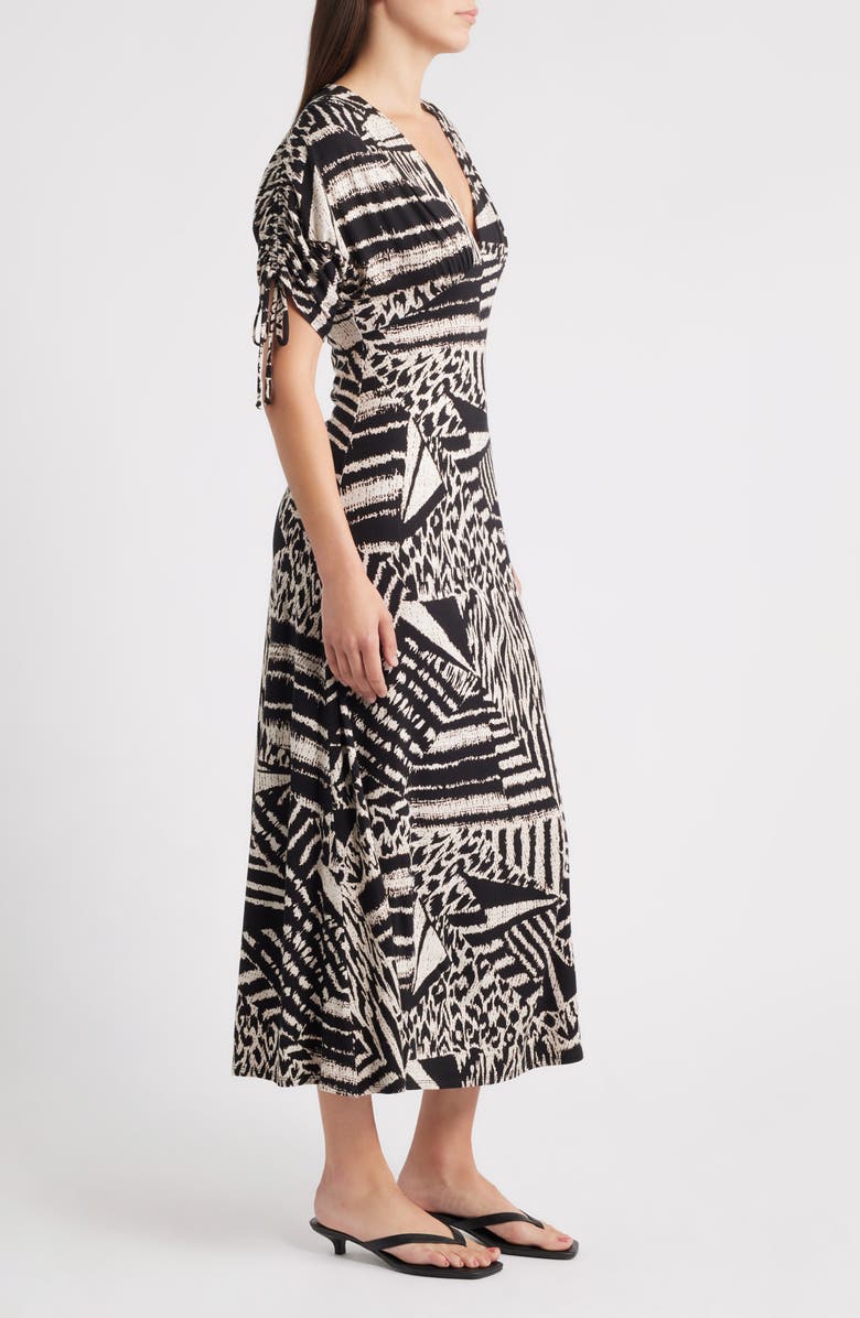 Loveappella Ruched Sleeve Empire Waist Maxi Dress, Alternate, color, Brown