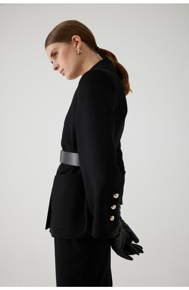 Exquise Armida Belted Jacket, Alternate, color, Black