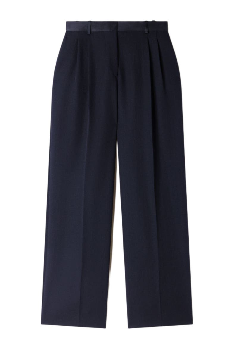 Mixed-material satin trousers, Alternate, color, Black