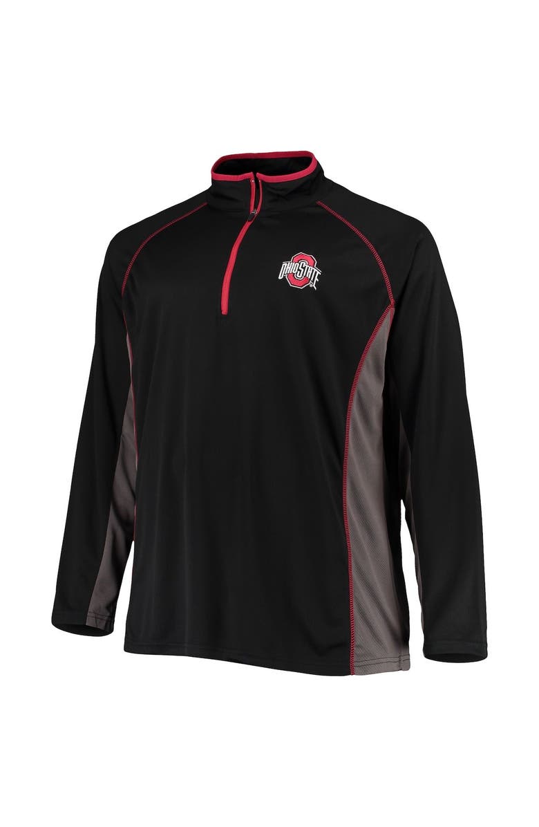 PROFILE Men's Black Ohio State Buckeyes Big & Tall Textured Raglan Quarter-Zip Jacket, Alternate, color, 