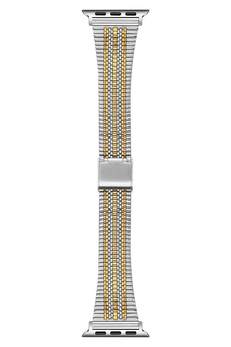 Eliza Stainless Steel Apple Watch® Watchband, Main, color, SILVER/ GOLD