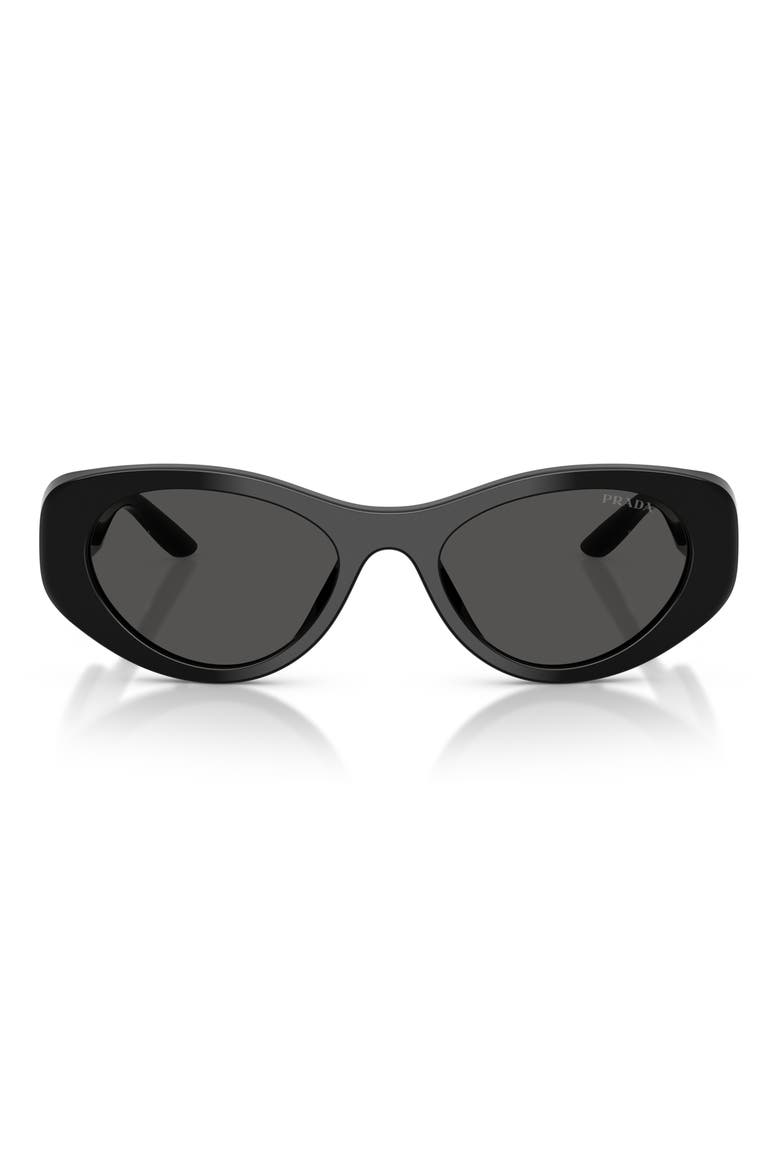 PR D23SU 53mm Oval Sunglasses, Main, color, BLACK / DARK GREY