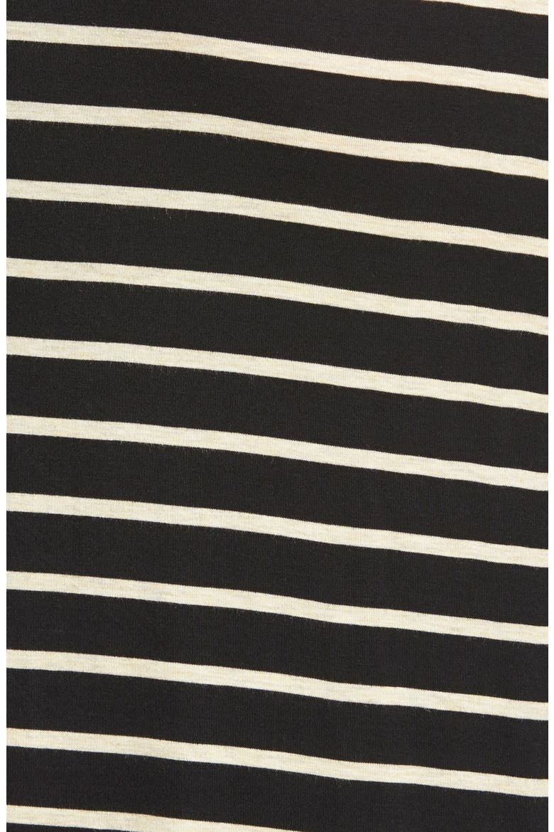 Asymmetrical Faux Wrap Midi Skirt, Alternate, color, BLACK/ OATMEAL STRIPE