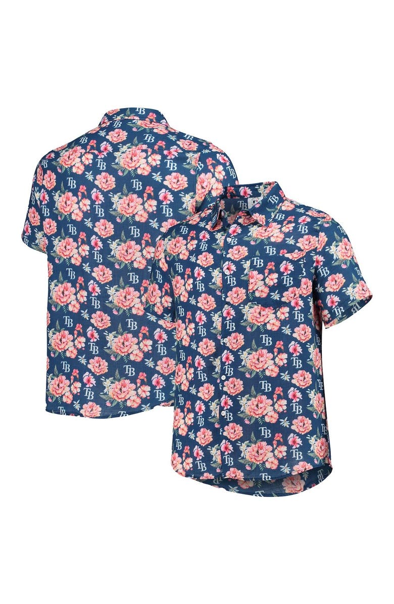 FOCO Men's FOCO Navy Tampa Bay Rays Floral Linen Button-Up Shirt, Main, color, 