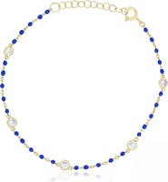 The Lovery Fine Jewelry Dark Blue Enamel Bead CZ Chain Bracelet