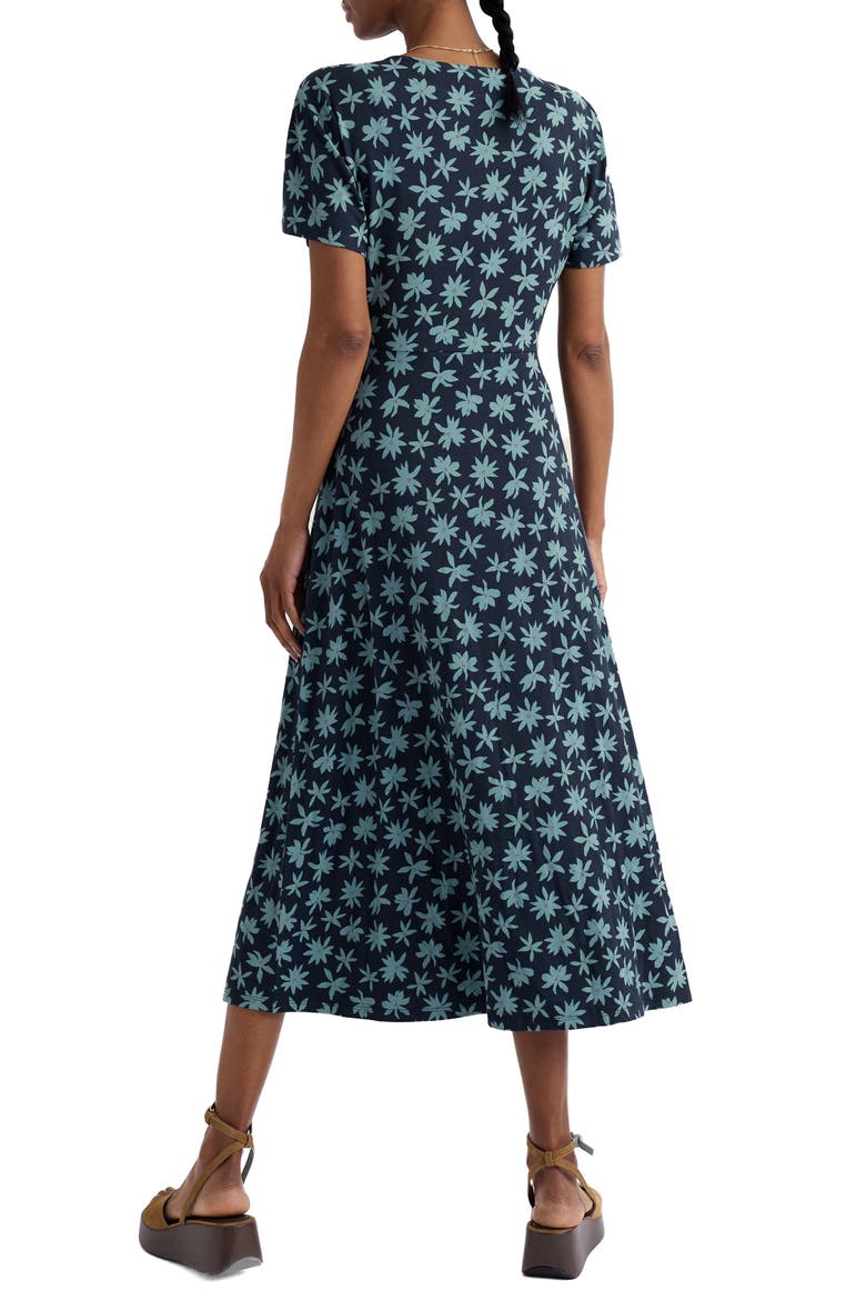 Mirva Floral Stretch Organic Cotton Jersey Midi Dress, Alternate, color, TROPIC BLOOM MARITIME