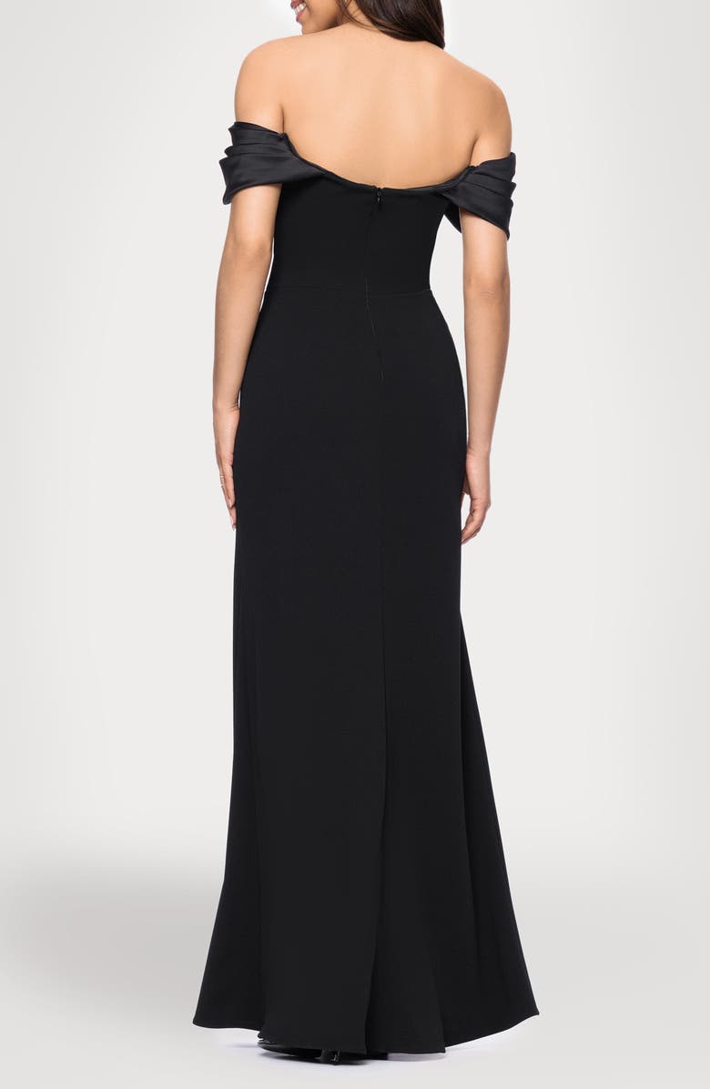 Blondie Nites Off the Shoulder Scuba Knit & Crepe Mermaid Gown, Alternate, color, Black