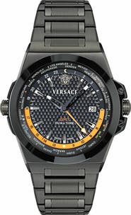 Versace Greca Reaction GMT Bracelet Watch, 44mm