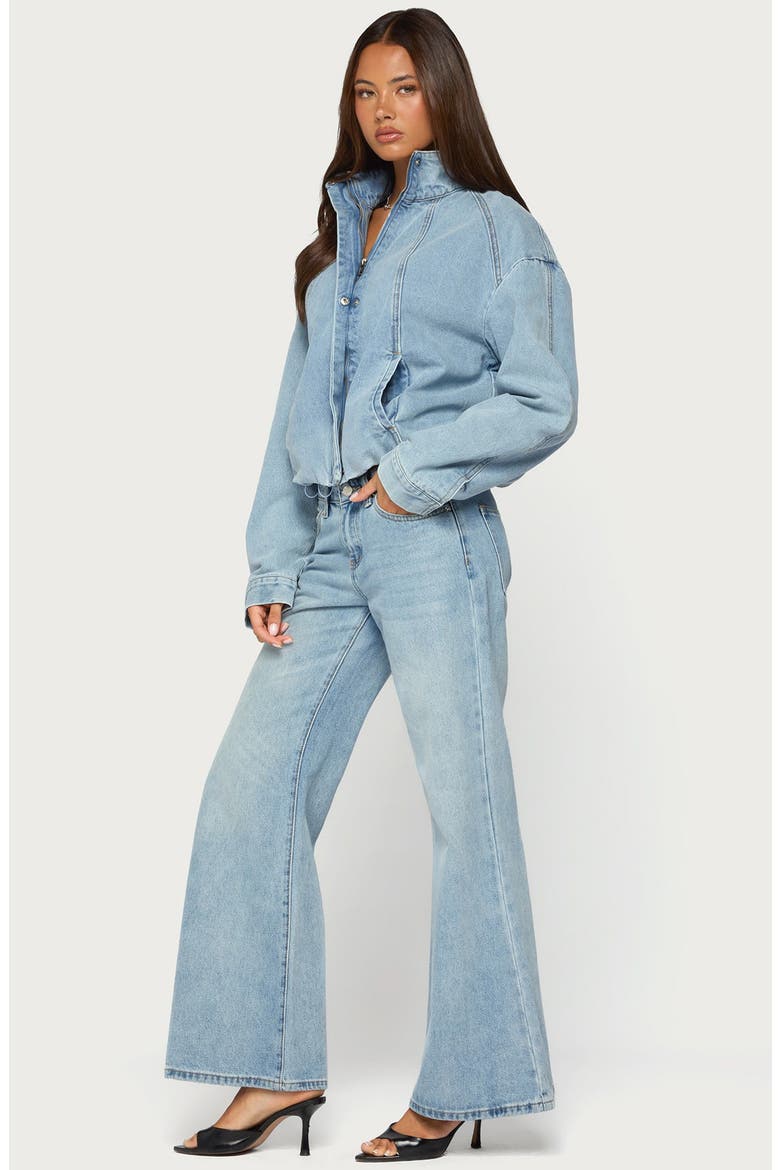 Jaysi Denim Bomber Jacket, Alternate, color, BLUE-WASHED