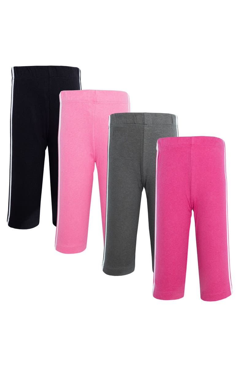 Hudson Baby Cotton Athletic Pants 4Pk, Main, color, Fuchsia Black