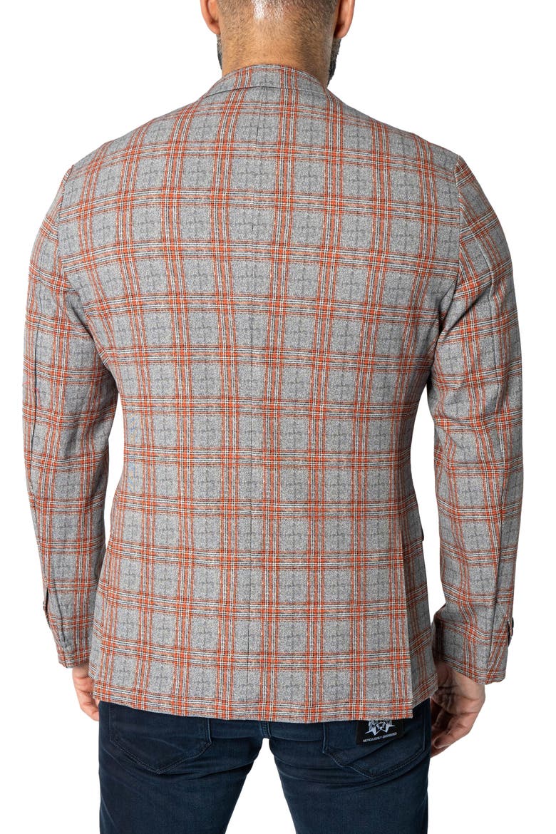 Descartes Unconstructed Plaid Spanish Orange Blazer, Alternate, color, ORANGE