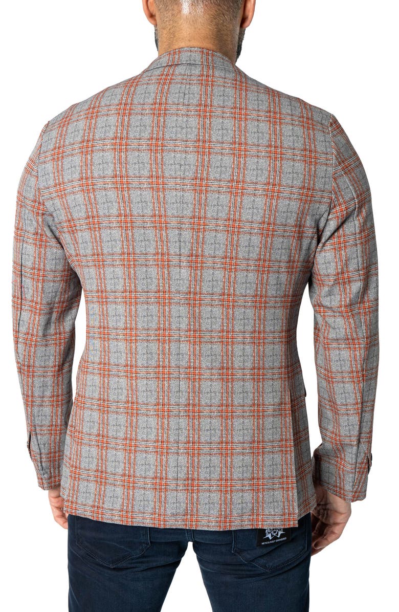 Maceoo Descartes Unconstructed Plaid Spanish Orange Blazer, Alternate, color, Orange