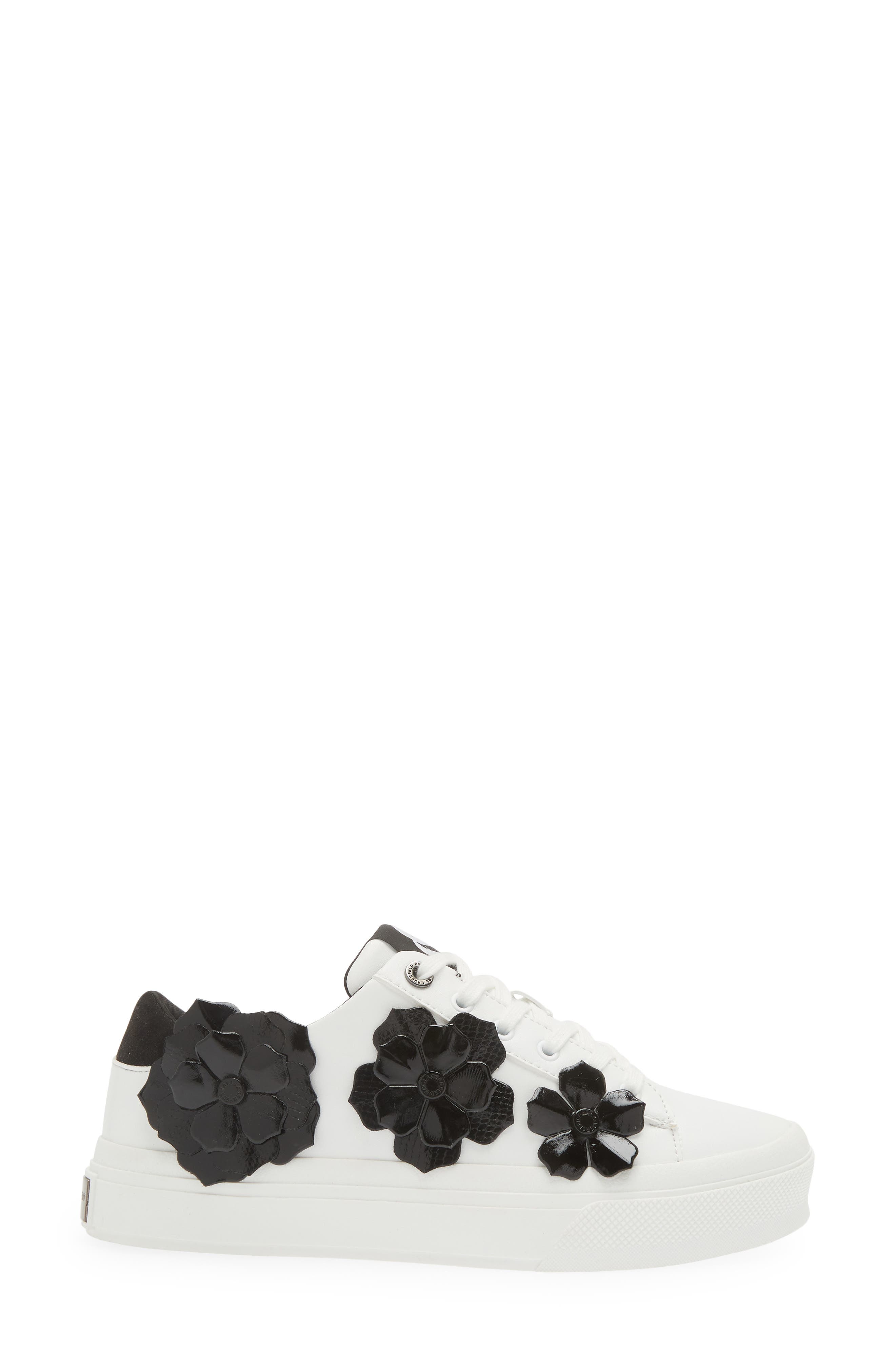 KARL LAGERFELD PARIS Gael Flower Sneaker, Alternate, color, Brght Wt/B