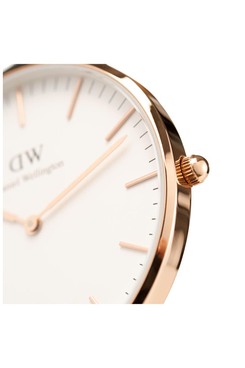 Classic St. Mawes Leather Strap Watch, 40mm, Alternate, color, ROSE GOLD/ EGGSHELL