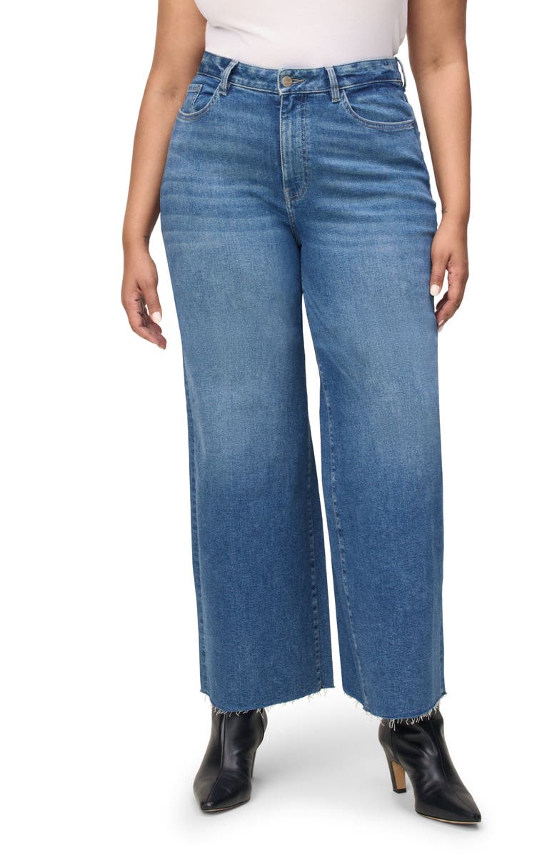 WARP+WEFT ICN Raw Hem High Waist Ankle Wide Leg Jeans, Main, color, 