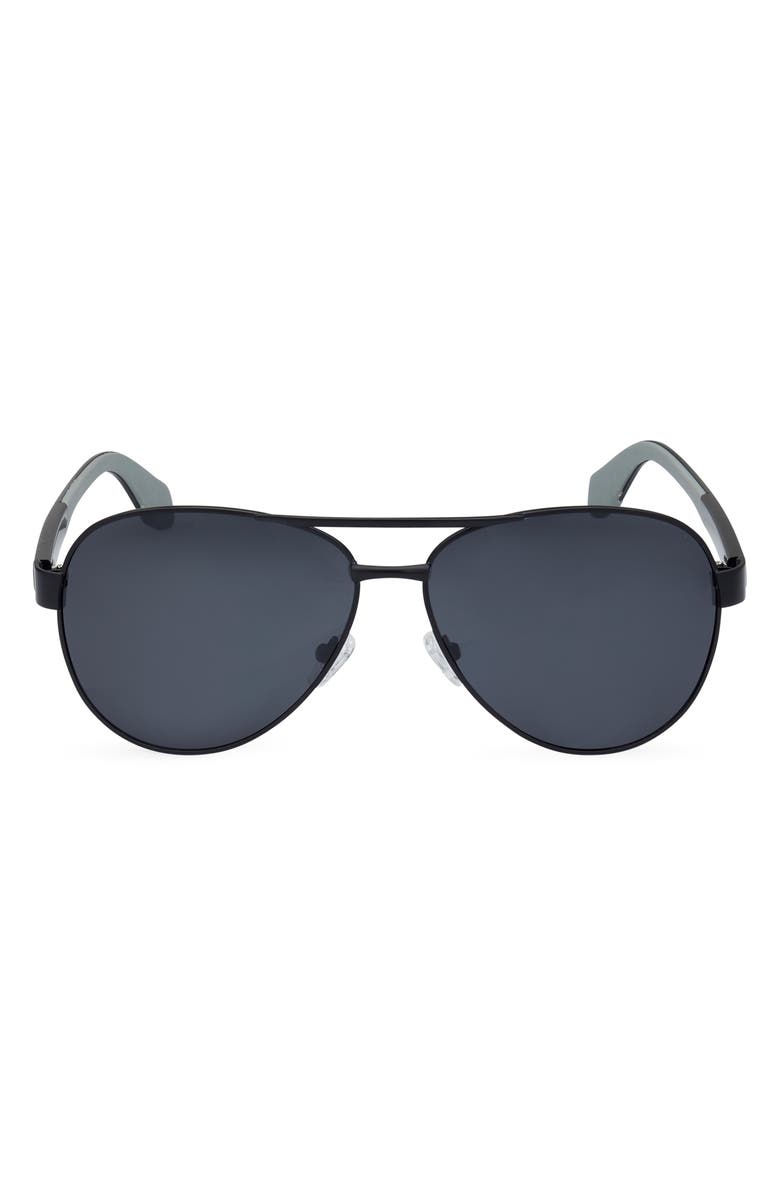 Timberland 62mm Oversize Polarized Pilot Sunglasses, Main, color, Matte Black / Smoke Polarized