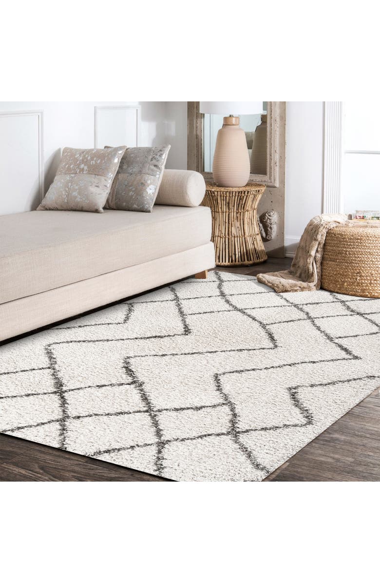 JONATHAN Y Alcudia Geometric Shag Area Rug, Alternate, color, Beige/Dark Gray
