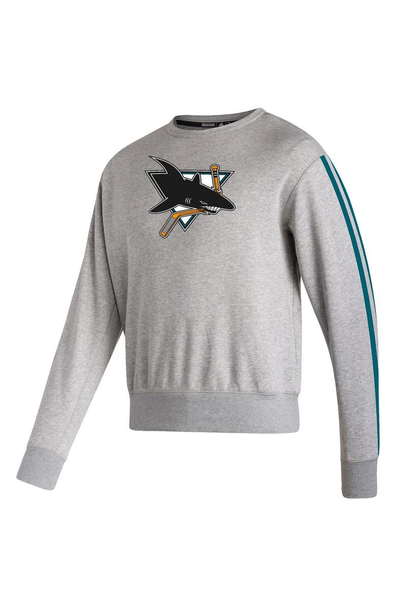 adidas Men's adidas Heathered Gray San Jose Sharks Team Classics Vintage Pullover Sweatshirt, Alternate, color,