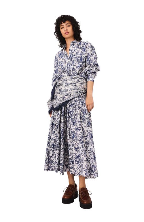 Maje Long Patterned Blouse In Blue