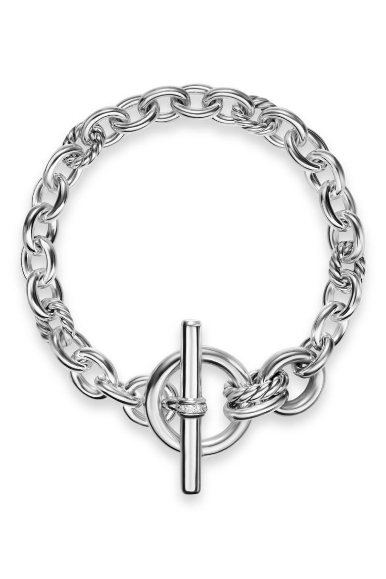 DY Mercer® Toggle Chain Bracelet in Sterling Silver with Diamonds, 12.7mm, Alternate, color, DIAMOND