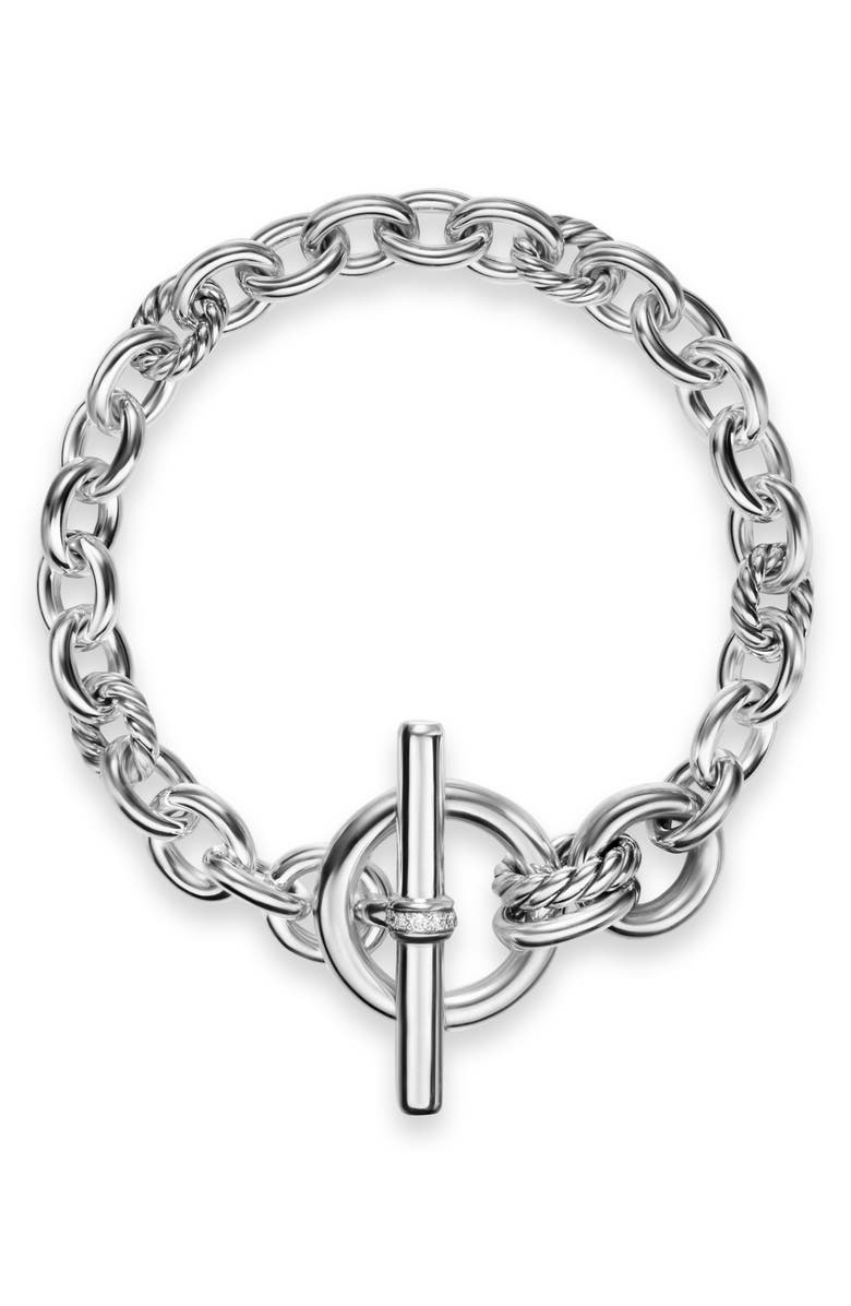 David Yurman DY Mercer<sup>®</sup> Toggle Chain Bracelet in Sterling Silver with Diamonds, 12.7mm, Alternate, color, Diamond
