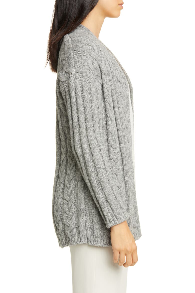 Alpaca Blend Cable Knit Cardigan, Alternate, color, MOON