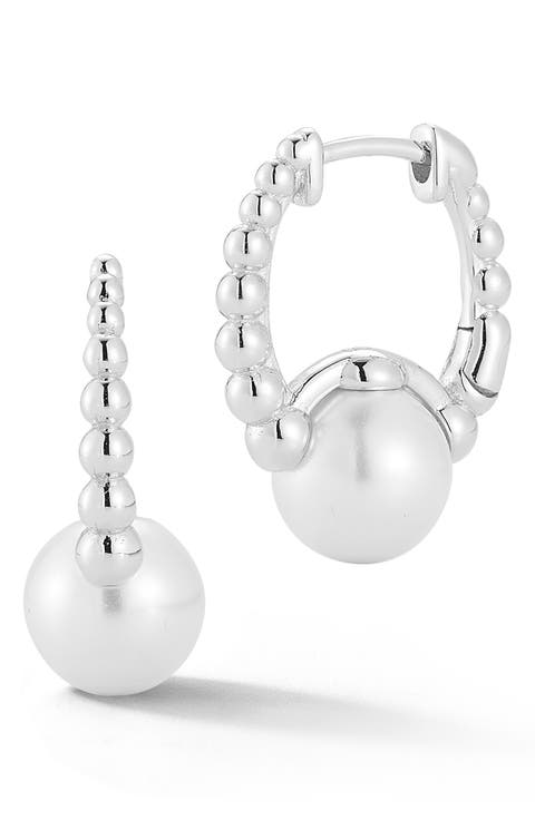 Cultured Pearl Huggie Hoop Earrings