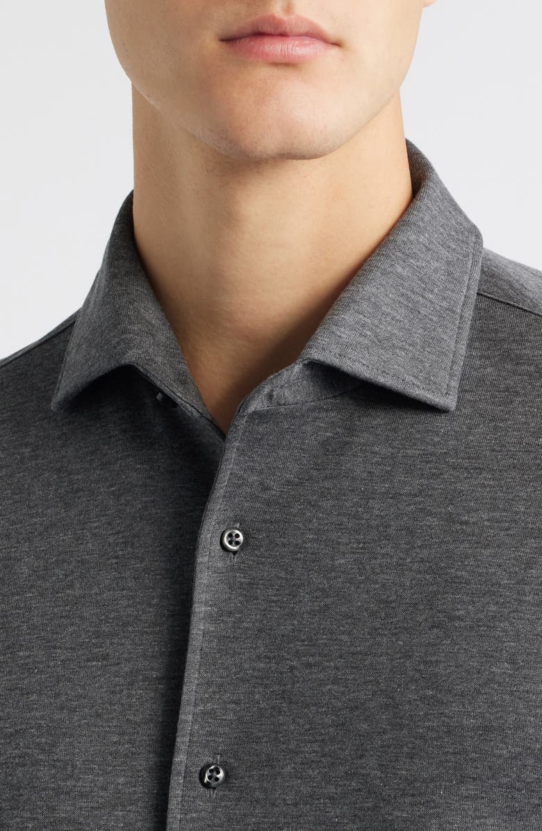 BOSS x Beckham Rudy Knit Button-Up Shirt, Alternate, color, Medium Grey