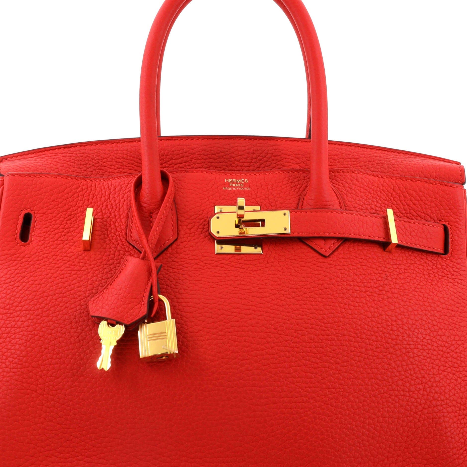 Birkin Handbag Red Clemence with Gold Hardware 30, Alternate, color, Red