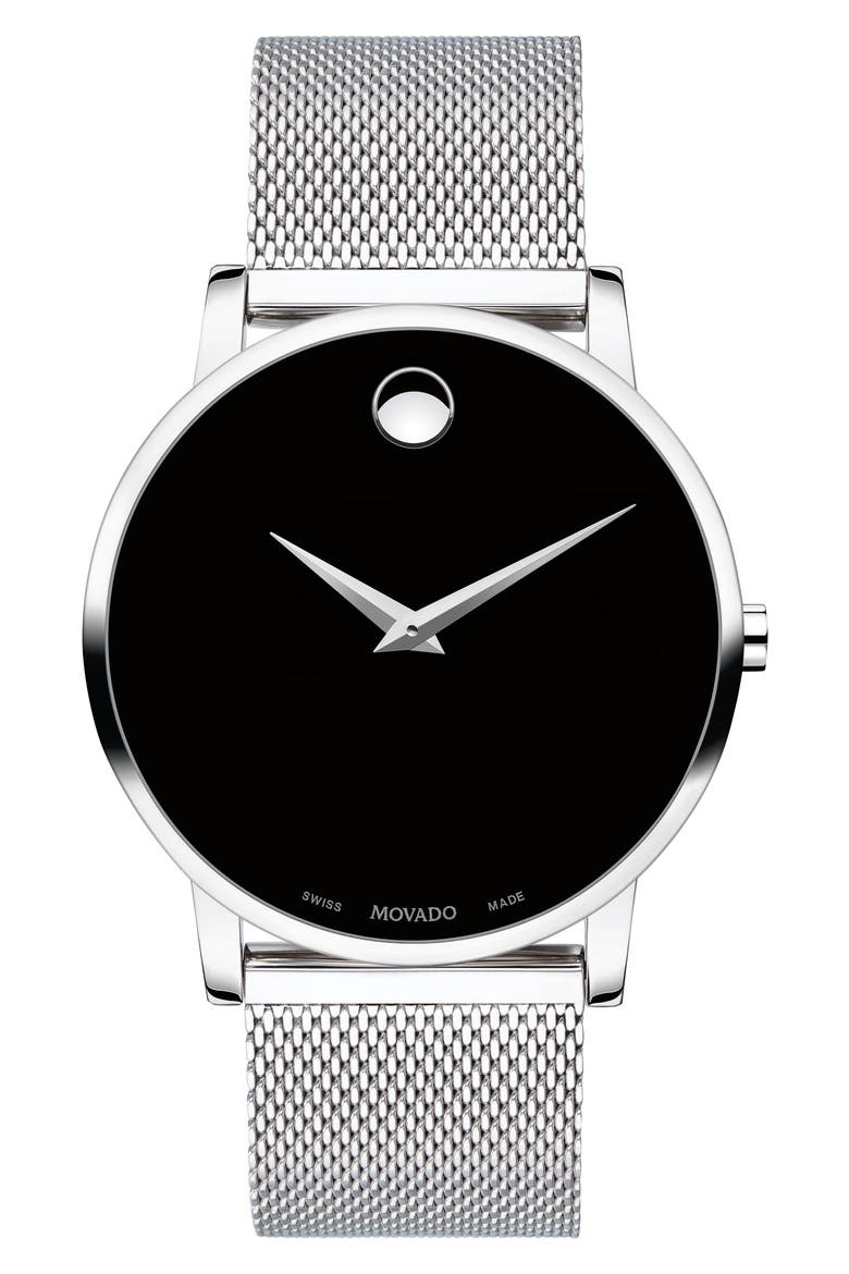 Museum Mesh Strap Watch, 40mm, Main, color, BLACK DIAL