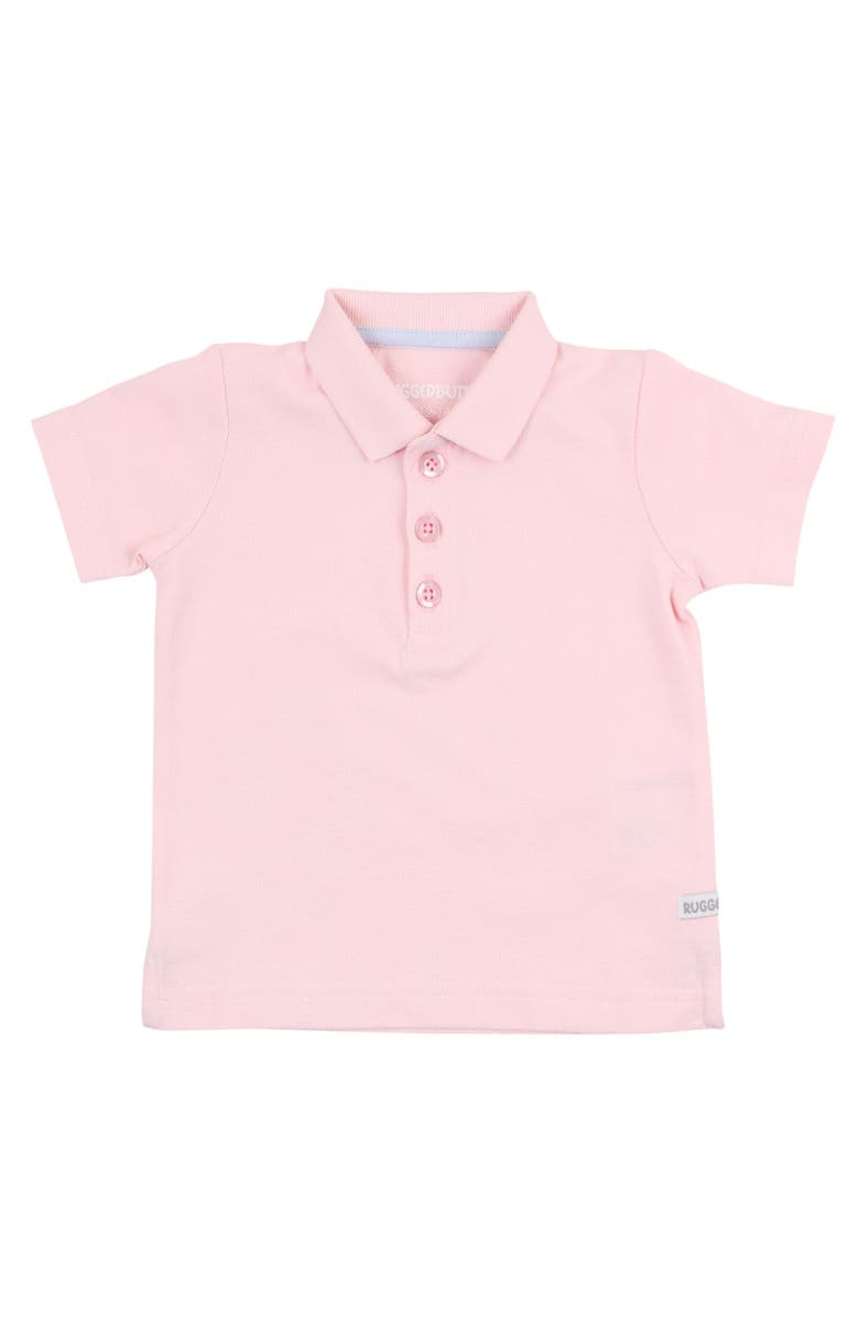 RuffleButts Boys Pique Short Sleeve Polo Shirt, Main, color, Pink