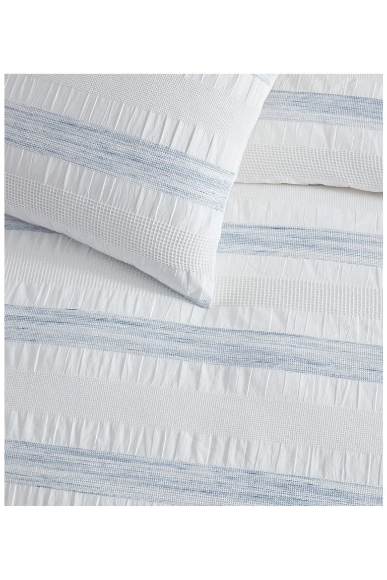 Waffle Stripe Duvet Cover & Sham Set, Alternate, color, WHITE/ BLUE