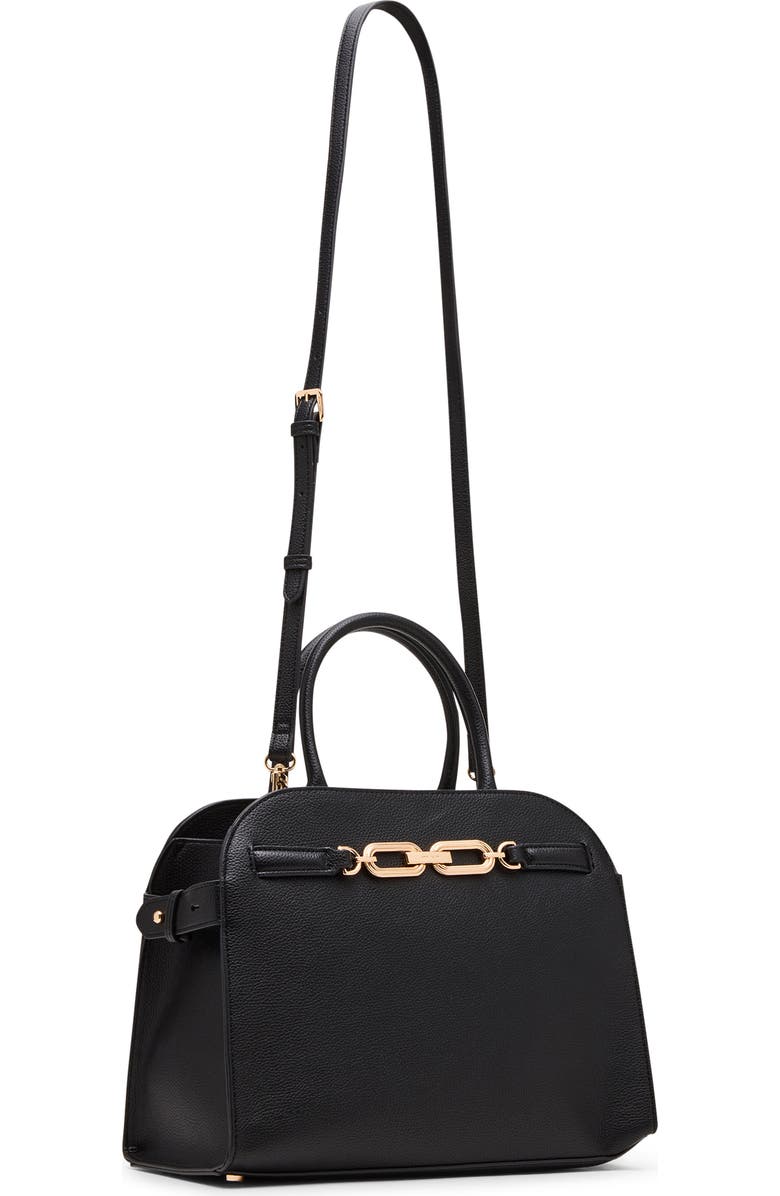 Anne Klein Medium Curved Satchel Bag, Alternate, color, Black