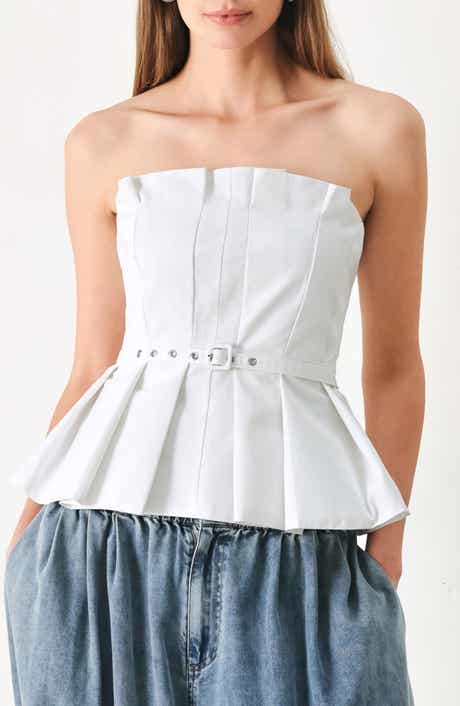 FREEMARKET Belted Pleated Tube Top