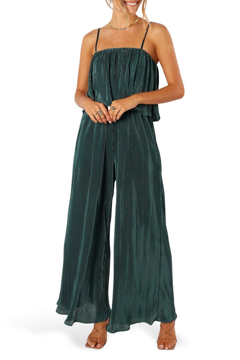 Jillian Plissé Jumpsuit, Main, color, EMERALD